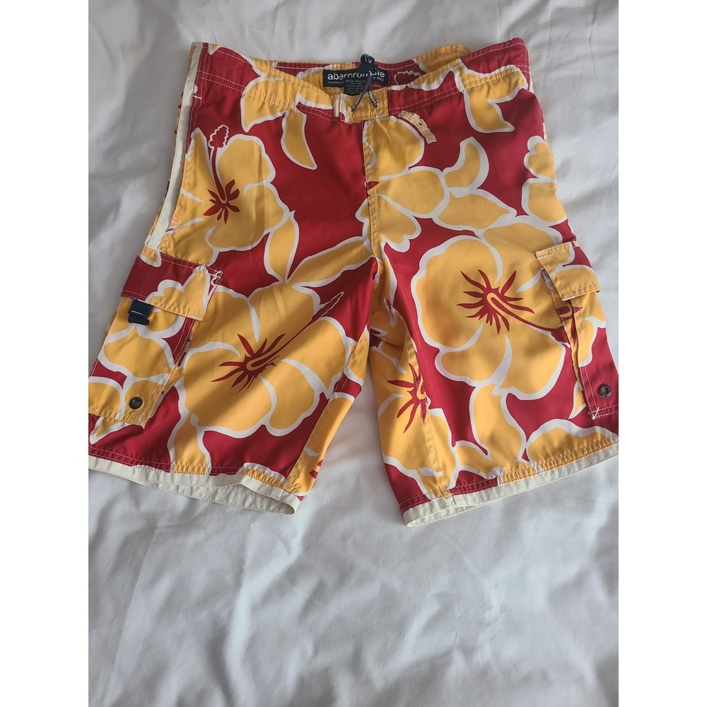 Vintage‎ Abercrombie Fitch Mens Floral Y2K Swim Trunks Board Shorts Size L READ